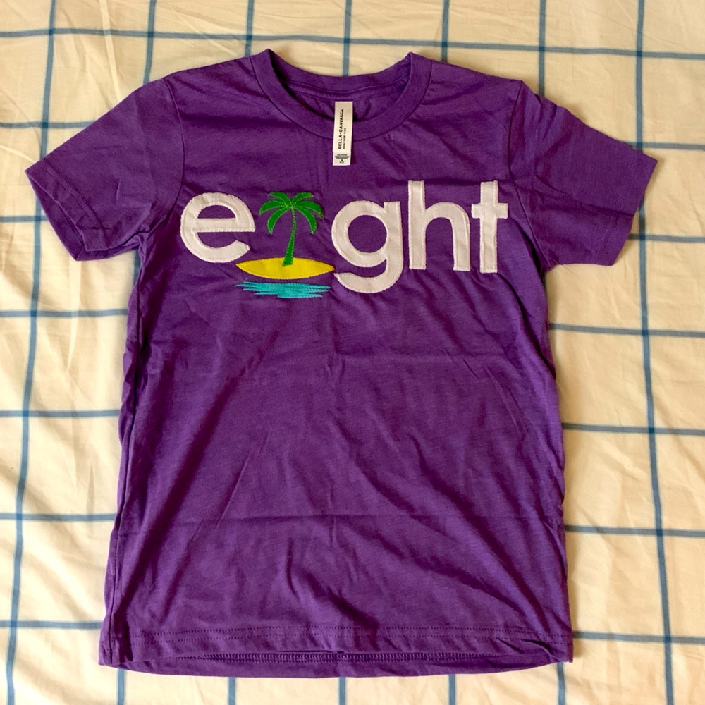 Handmade embroidery birthday shirt for Eight year-old